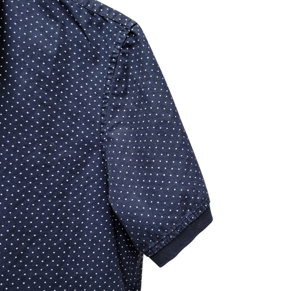 Michael Kors Slim-Fit Navy Polka-dot Button-Up Cotton Shirt Size Large Men's - Picture 6 of 9